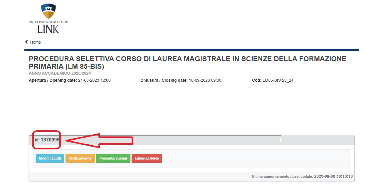 Prova di accesso del 20 settembre 2023