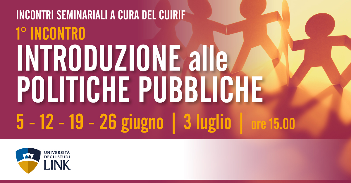 1° incontro: Introduzione alle politiche pubbliche