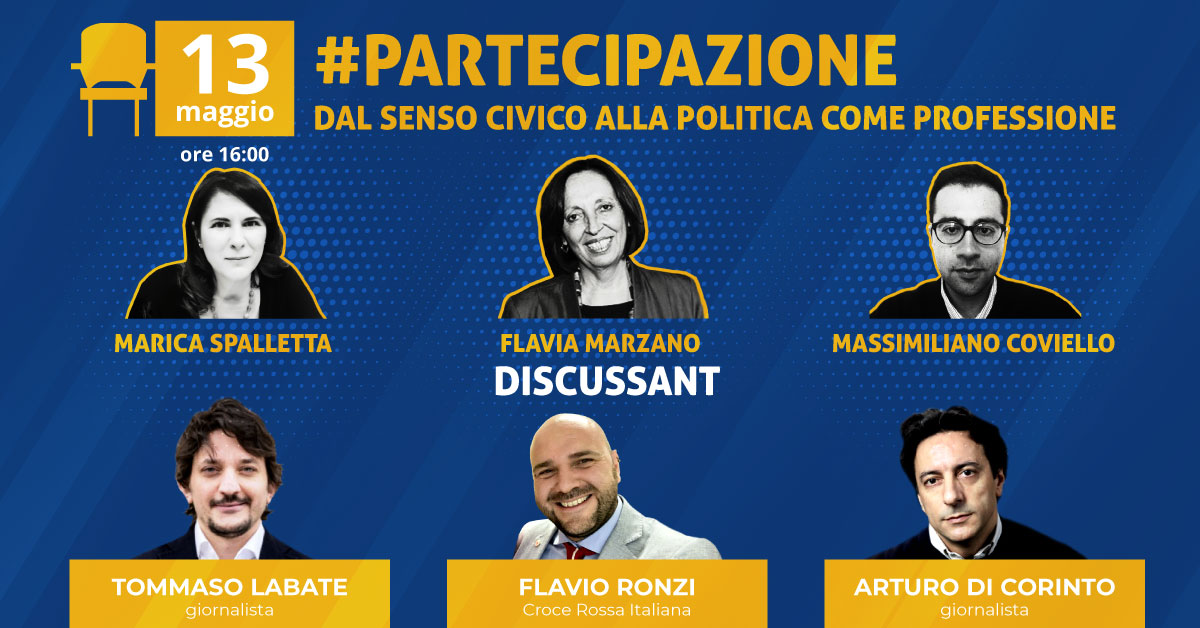 #PARTECIPAZIONE. Il 13 maggio il digital talk su Politica e senso civico