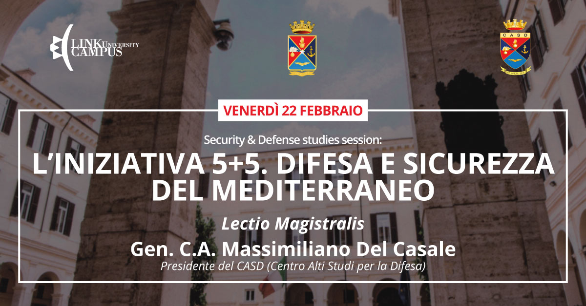 Venerdì 22 febbraio 2019 si terrà la Lectio Magistralis del Gen. C.A. Massimiliano Del Casale